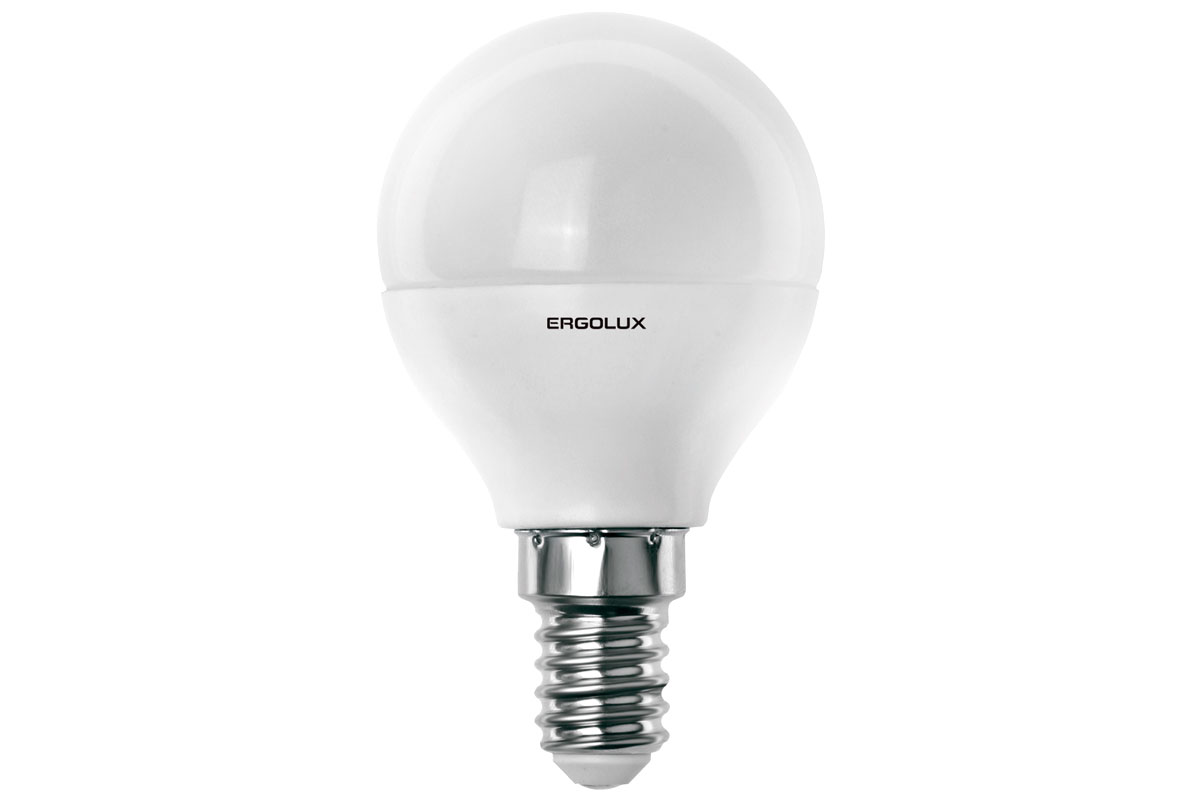 Лампа светодиодная Шар 7Вт E14 3000K 172-265В Ergolux LED-G45-7W-E14-3K, 78101