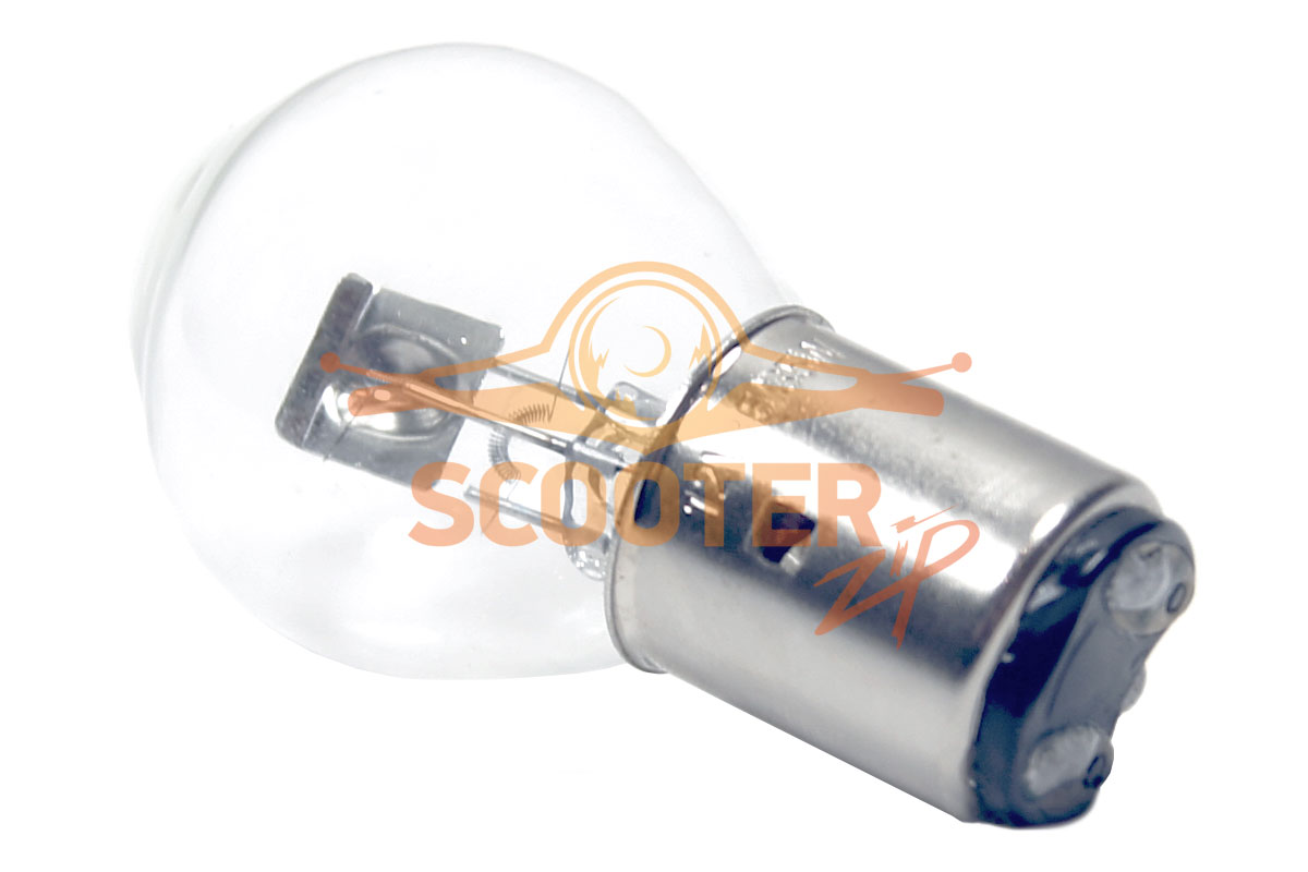 Лампа фары HQ c улучш. фокусом B35 BA20D (груша) 12V 35/35W прозрачная для скутера IRBIS BWS
