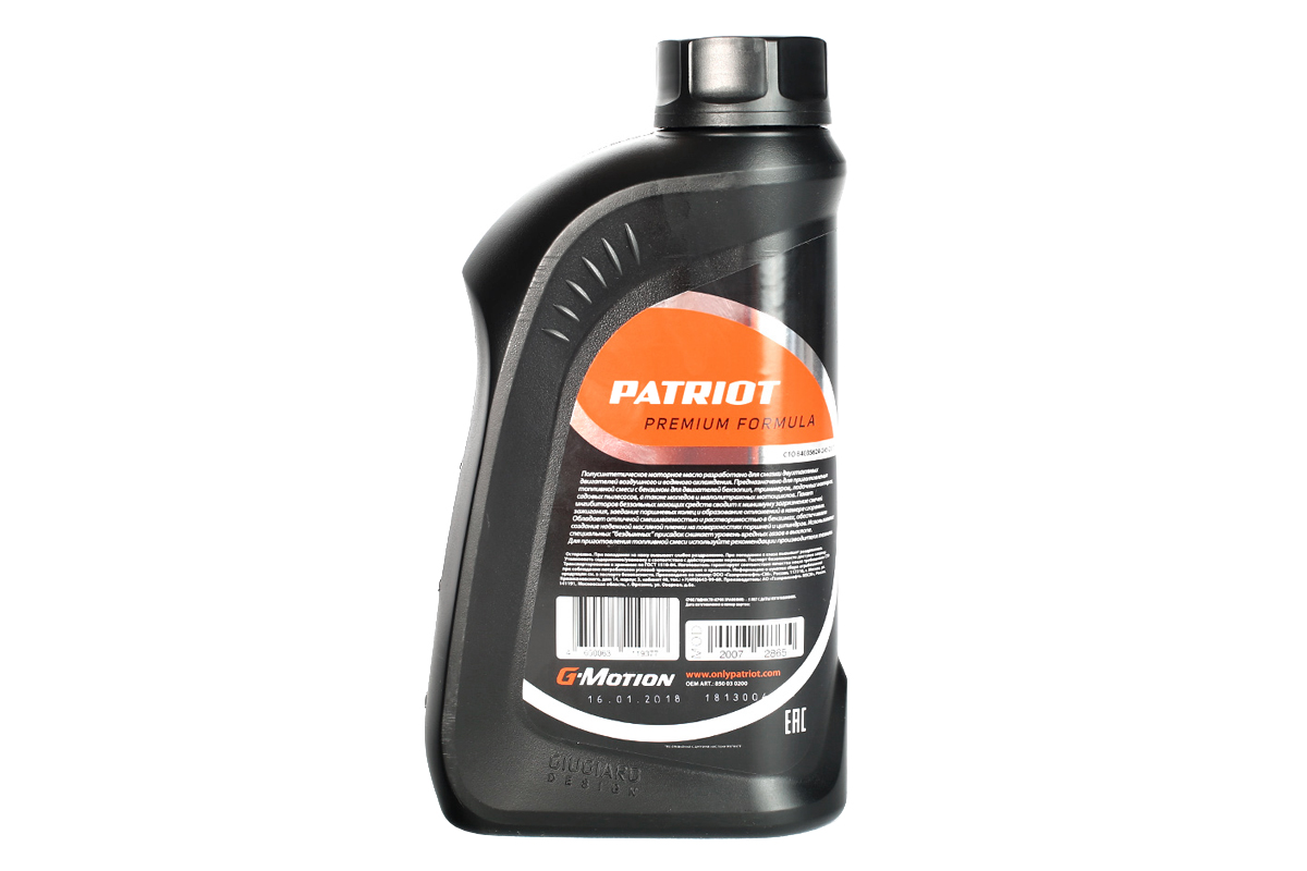 Масло полусинтетическое PATRIOT G-Motion 2Т EURO 1л для культиватора PATRIOT T 2030 Denver (20084943), 850030200