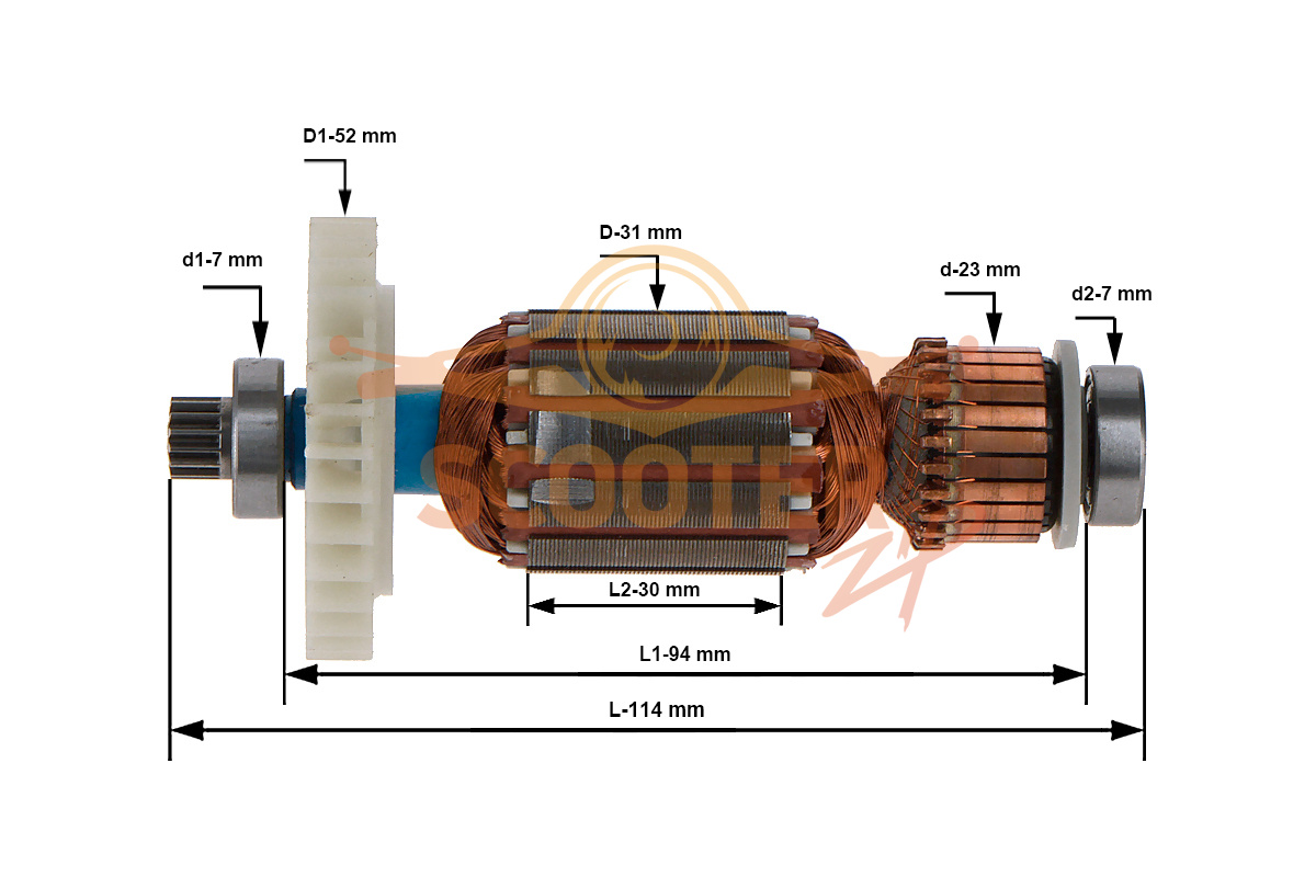 Ротор (Якорь) КД (L-114 мм, D-31 мм), N000-015-716