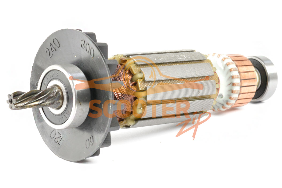 Ротор (якорь) ПЕРМЬ (Ритм, ПНППК) МЭС-450, 420 (Вильва) с подшипниками (L-143 мм, D-32 мм, 6 зубов, наклон влево), 889-0473