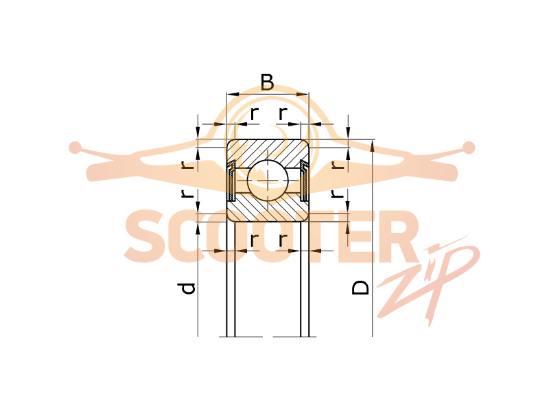Подшипник 626 2RS (ГОСТ 180026) 6x19x6 2RS с двухсторонним уплотнением для Бороздодела Фиолент Б3-40 (05.10.2015), 8-180026