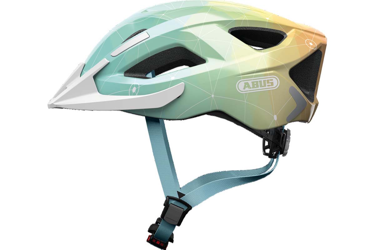Шлем Aduro 2.0 с LED фонариком и светоотр элемент, L(58-62см) с регулир., 325гр, 14 отв, сетка от насекомых, голубой ABUS NEW, 05-0072771