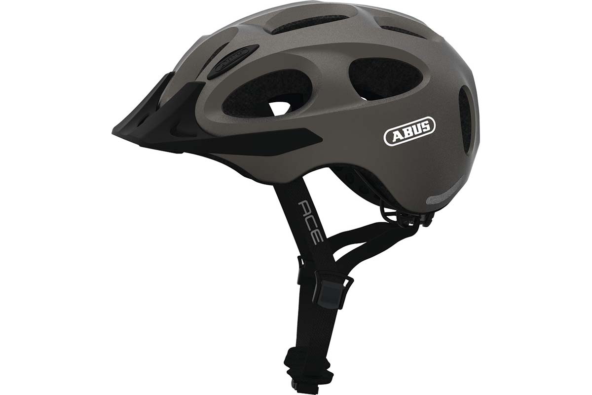 Шлем Youn-I-Ace с LED фонариком, L(56-61см) с регулир., 300гр, 17 отв, сетка от насекомых, серый металлик ABUS NEW, 05-0081823