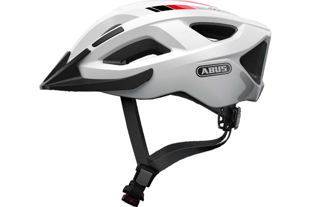Шлем Aduro 2.0 с LED фонариком и светоотр элемент, S(51-55см) с регулир., 275гр, 14 отв, сетка от насекомых, белый ABUS NEW, 05-0082663