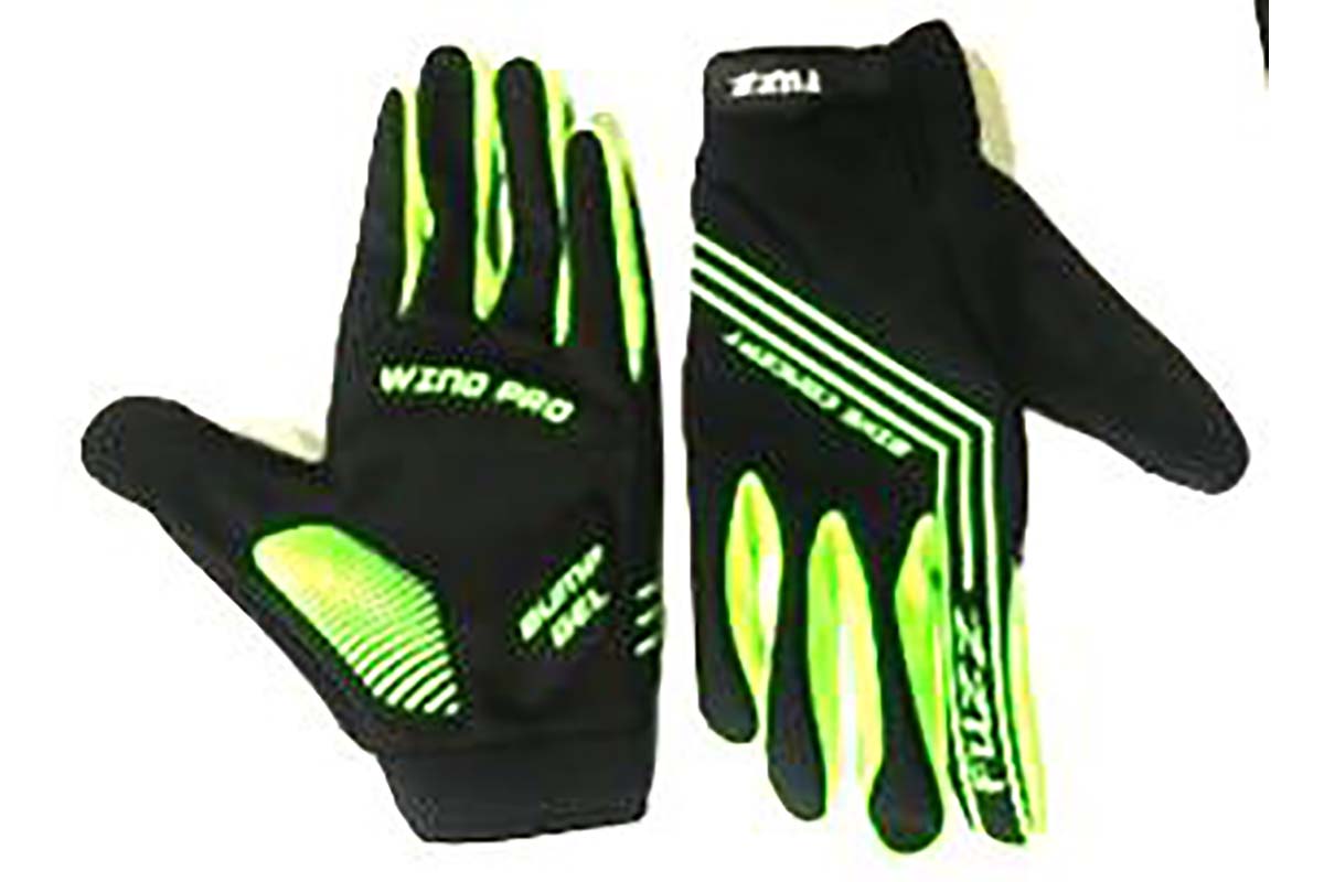 Перчатки неопрен, WIND PRO, черно-неон зеленые, утепленные, длинные пальцы, р-р S, для сенсорных экранов, GEL, на липучке FUZZ, 08-202822