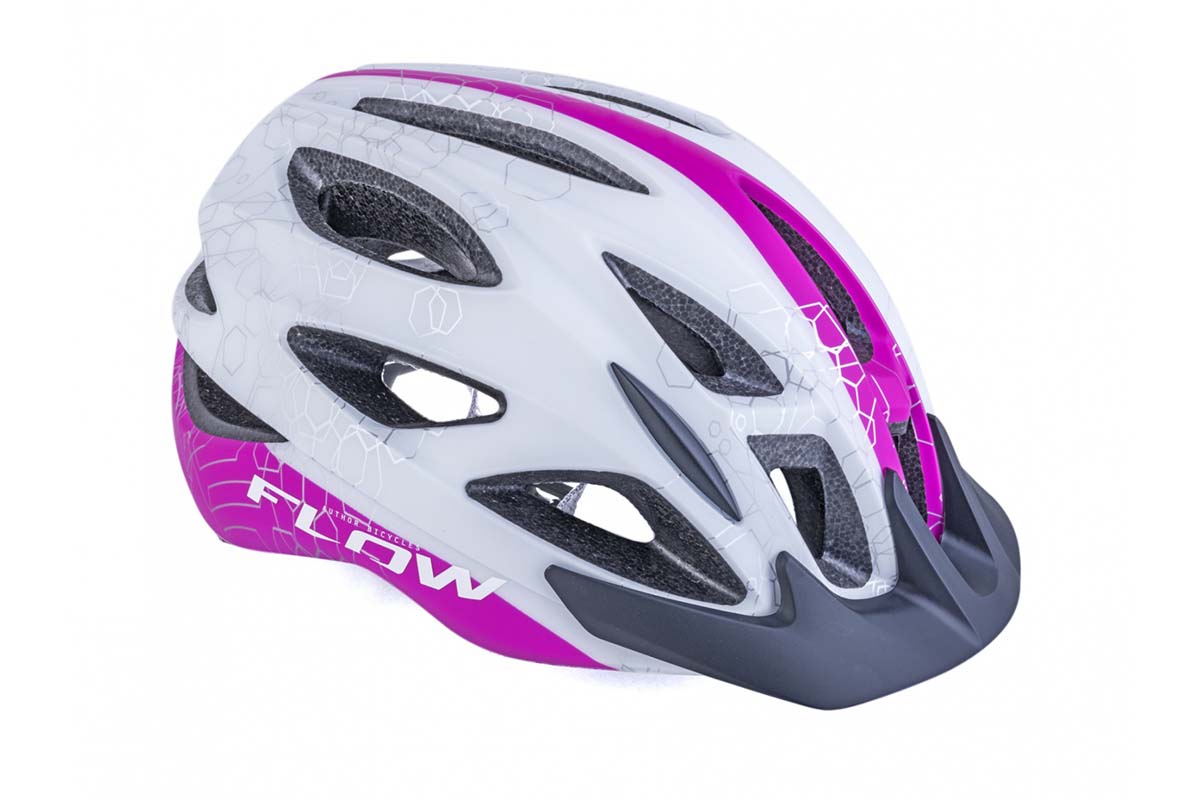 Шлем спорт. Flow X9 191 Wht/Pink-Neon 17отв. INMOLD бело-неоново-розовый 58-61см 263г. AUTHOR NEW, 8-9001683