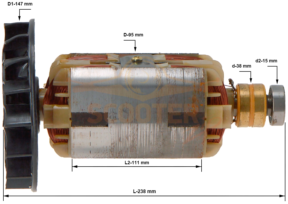 Ротор (Якорь) (L-238 мм, D-95 мм) MaxCut MC 3500 (047103145)