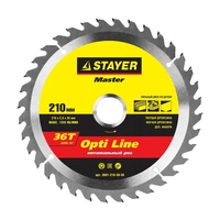 Диск пильный, 36T, D-210 x 30 мм, по дереву, STAYER