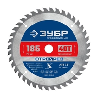 Диск пильный, Профессионал, 40Т, D-185 х 20 мм, по строительной древесине, ЗУБР