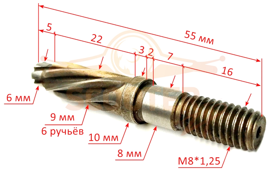 Вал-шестерня для ЛШМ-75/800(12) Вихрь KNT