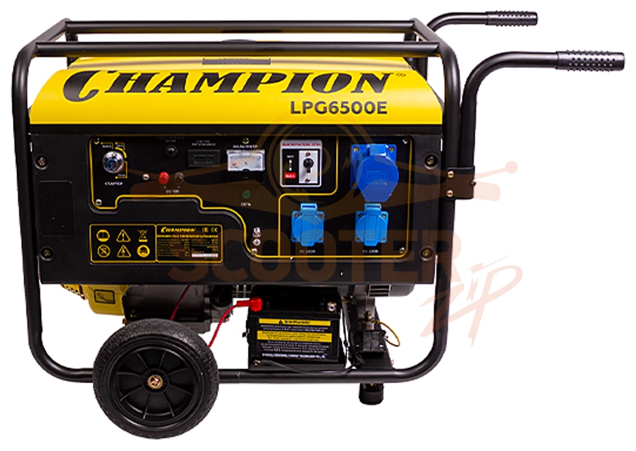 Генератор CHAMPION LPG6500E (бензин+газ 5/5,5кВт 16лс 25л 12В 85кг, эл.стартер, счетчик, колеса)
