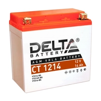 Аккумулятор 12В 14Ач DELTA CT1214 (YTX14-BS) (кислотный, герметичный) (прямая полярность) (150*86*148мм) (Yamaha500,1000)