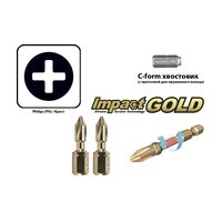 Бита (насадка) Makita PH1 Impact Gold, 25 мм, C-form, 2 шт.