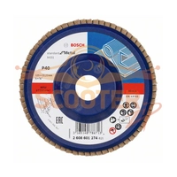 Круг шлифовальный лепестковый BOSCH X431, Standard for Metal, (125мм, K40) прям. пластик