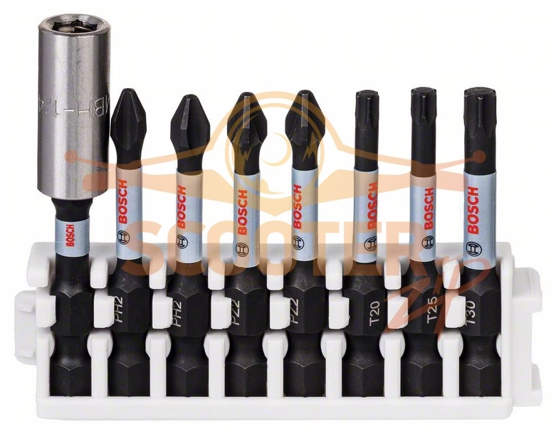 Набор бит BOSCH Impact Control 50 мм PH2 (2шт), PZ2 (2шт), T20, T25, T30 + магнитный держатель