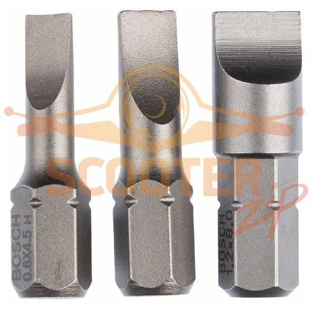 Бита BOSCH Extra Hard 25 мм S 0.6x4.5, S0.8x5.5, S1.2x8.0  3шт