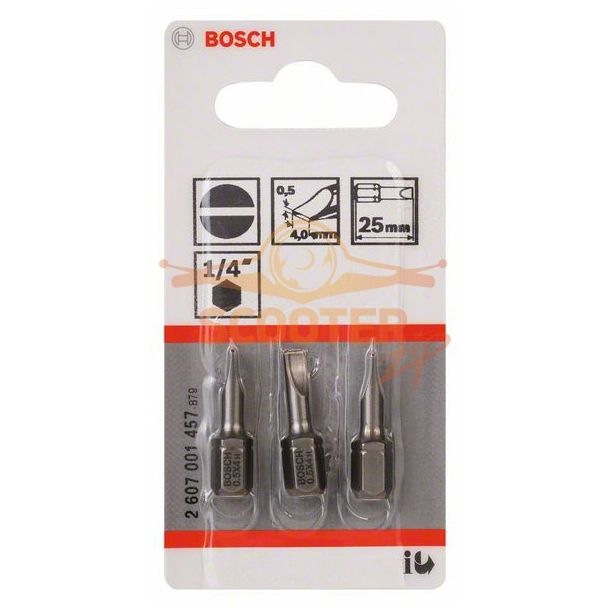 Бита BOSCH Extra Hard 25 мм S 0.5x4.0  3шт