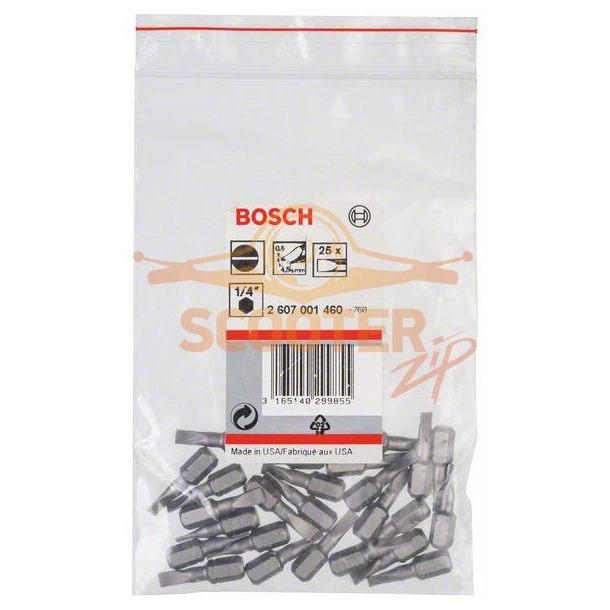 Бита BOSCH Extra Hard 25 мм S 0.6x4.5  25шт