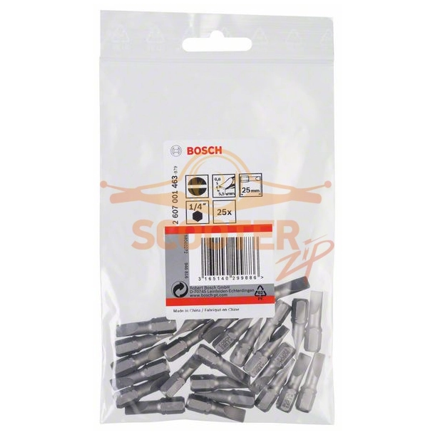 Бита BOSCH Extra Hard 25 мм S 0.8x5.5  25шт