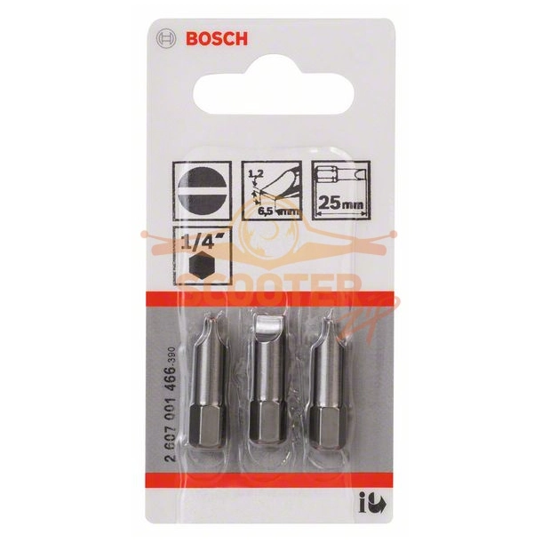 Бита BOSCH Extra Hard 25 мм S 1.2x6.5  3шт