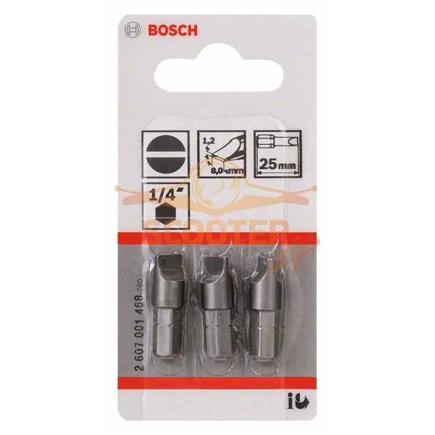 Бита BOSCH Extra Hard 25 мм S 1.2x8.0  3шт