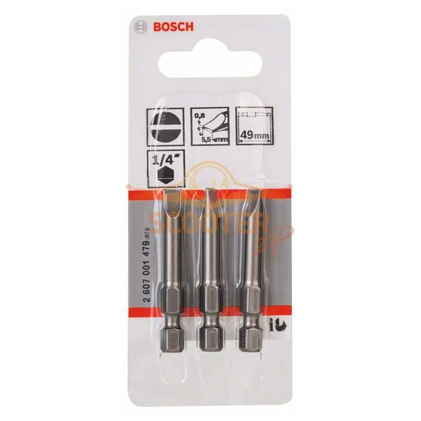 Бита BOSCH Extra Hard 49 мм S 1.0x5.5  3шт