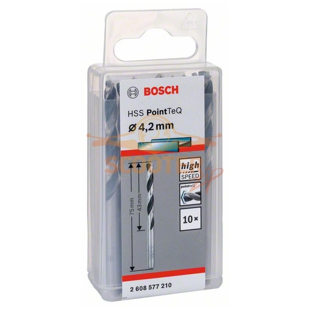 Сверло по металлу BOSCH HSS PointTeQ 4,2x43 10шт.