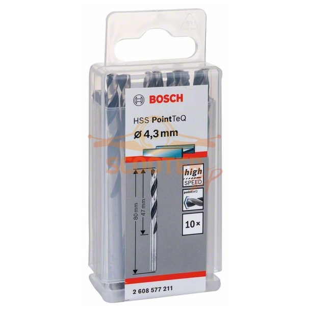 Сверло по металлу BOSCH HSS PointTeQ 4,3x47 10шт.