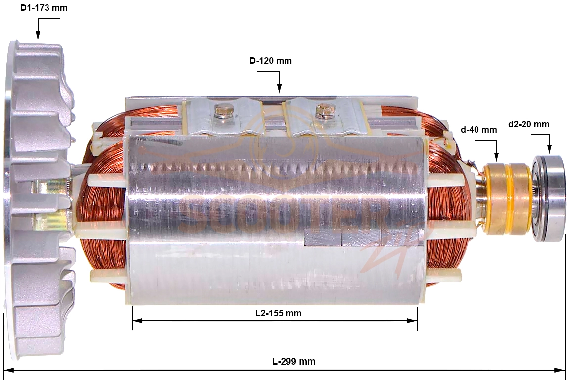 Ротор (Якорь) (L-299 мм, D-120 мм) для генератора CHAMPION GG7501E-3