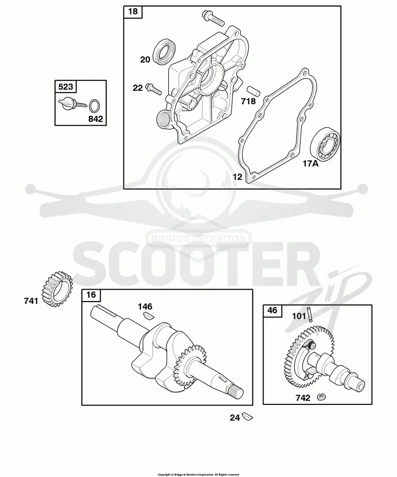 Camshaft, Crankcase Cover, Crankshaft