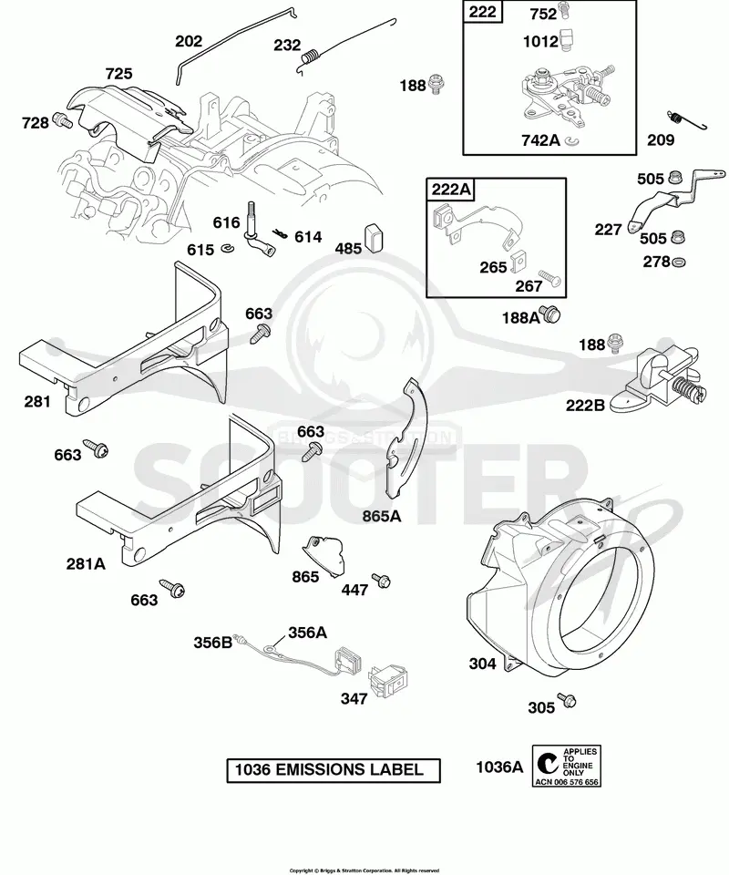 Blower Housing, Controls, Governor Spring