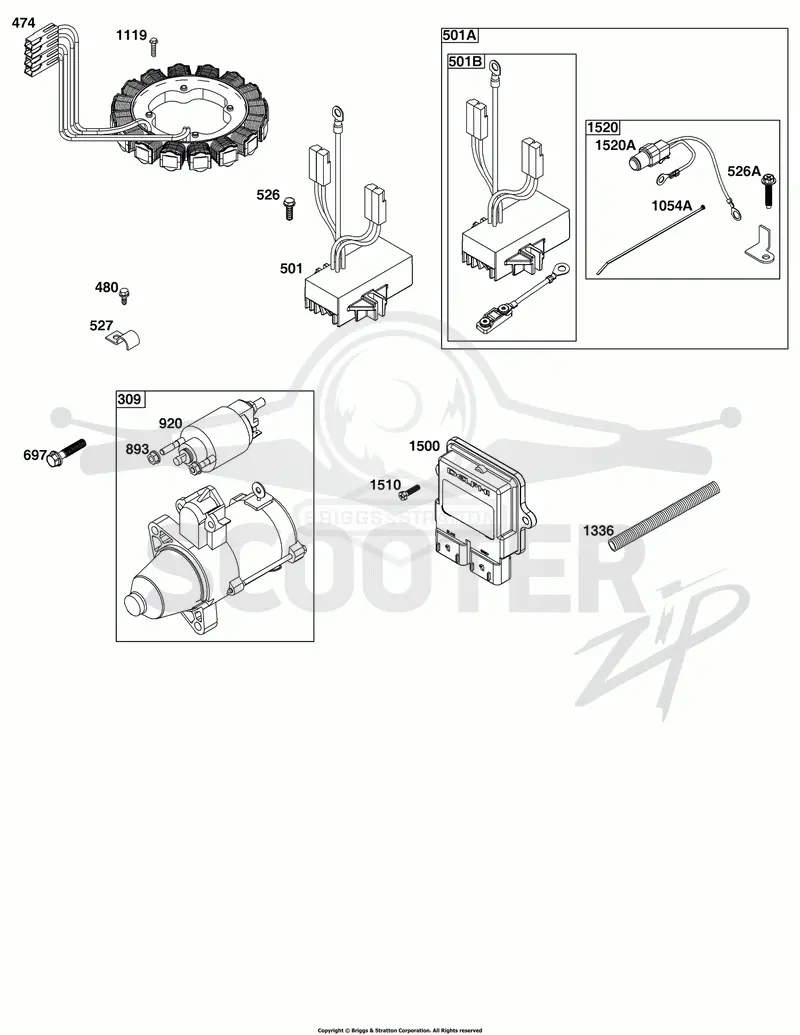 Regulator, Alternator, Electric Starter, ECM, Tach