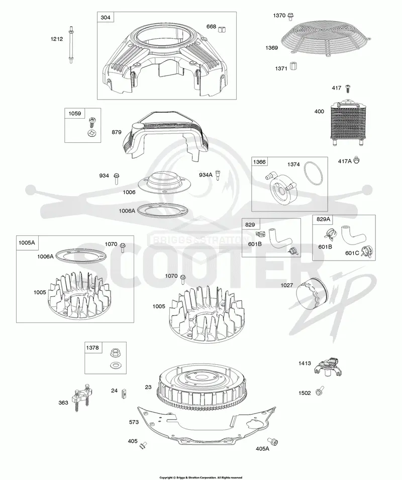 Blower Housing, Flywheel, Oil Cooler
