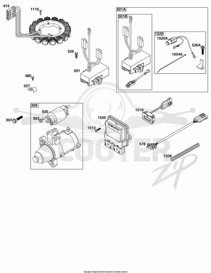 Regulator, Alternator, Electric Starter, ECM, Tach