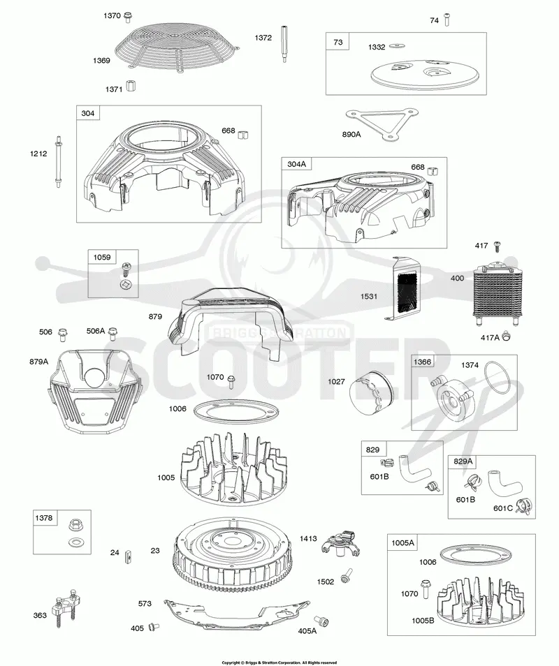 Blower Housings, Flywheel, Oil Cooler
