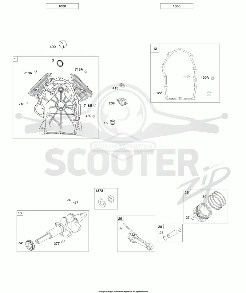 Cylinder, Crankshaft, Piston/Rings/Rod