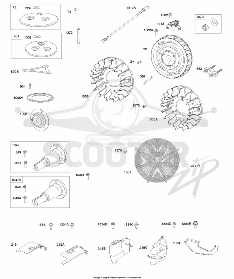 Flywheel Fans, Air Guides, Stub Shafts, Flywheel
