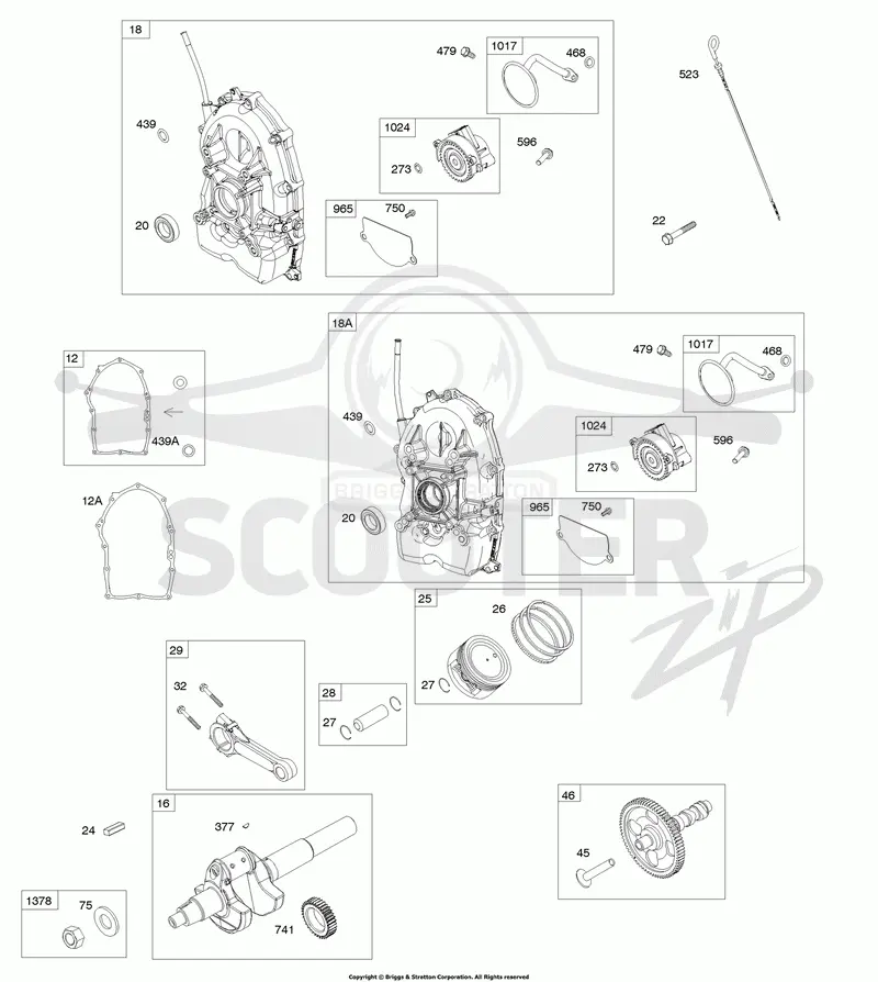 Crankcase Covers, Piston/Rings, Camshaft, Crankshaft