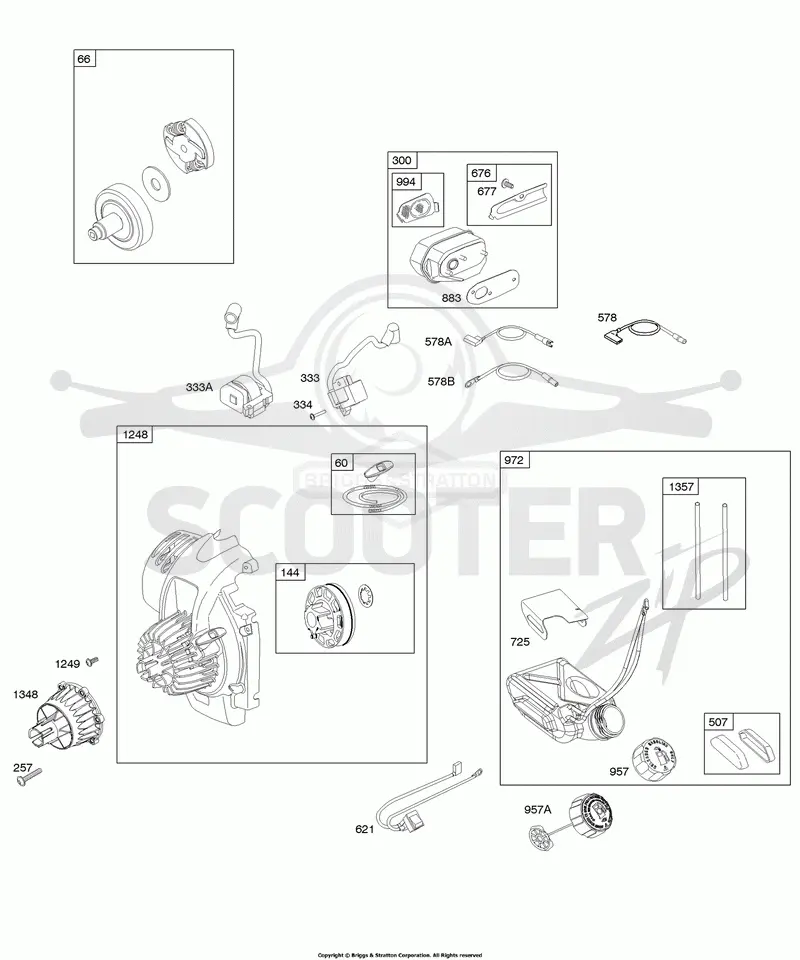 Blower Housing/Shrouds, Fuel Tank, Ignition, Muffler, Rewind