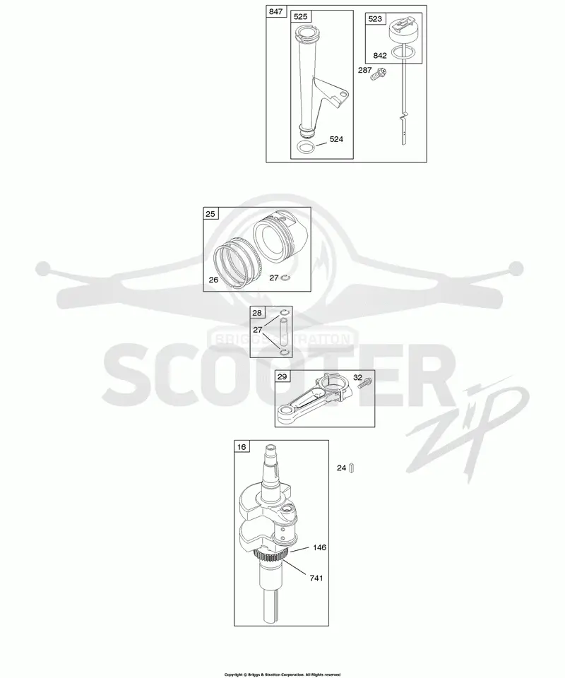 Camshaft, Crankshaft, Lubrication, Piston, Rings, Connecting Rod