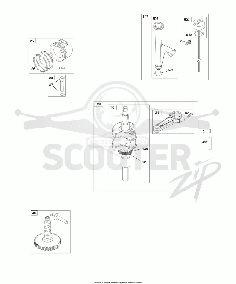 Camshaft, Crankshaft, Lubrication, Piston, Rings, Connecting Rod