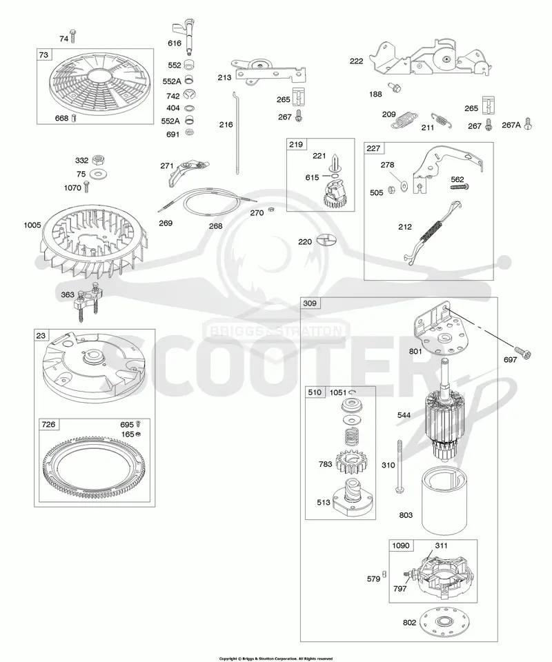 Controls, Electric Starter, Flywheel