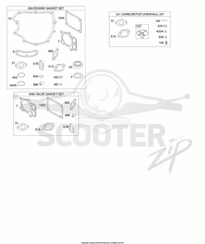 Engine/Valve Gasket Set, Carburetor Overhaul Kit