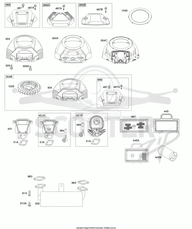 Blower Housing, Air Cleaner, Muffler