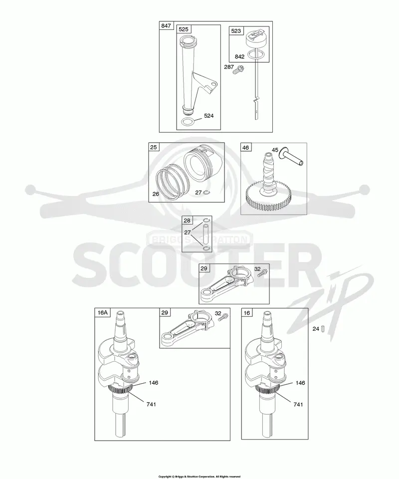 Camshaft, Crankshaft, Lubrication, Piston, Rings, Connecting Rod