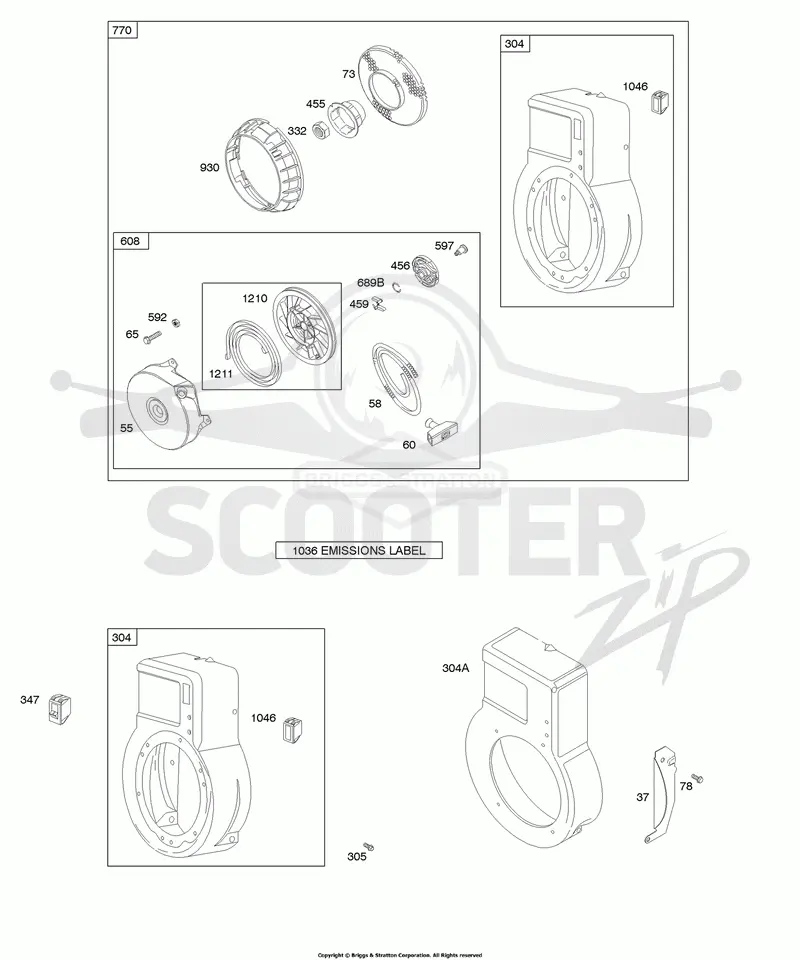 Blower Housing/Shrouds, Rewind Starter/Blower Housing