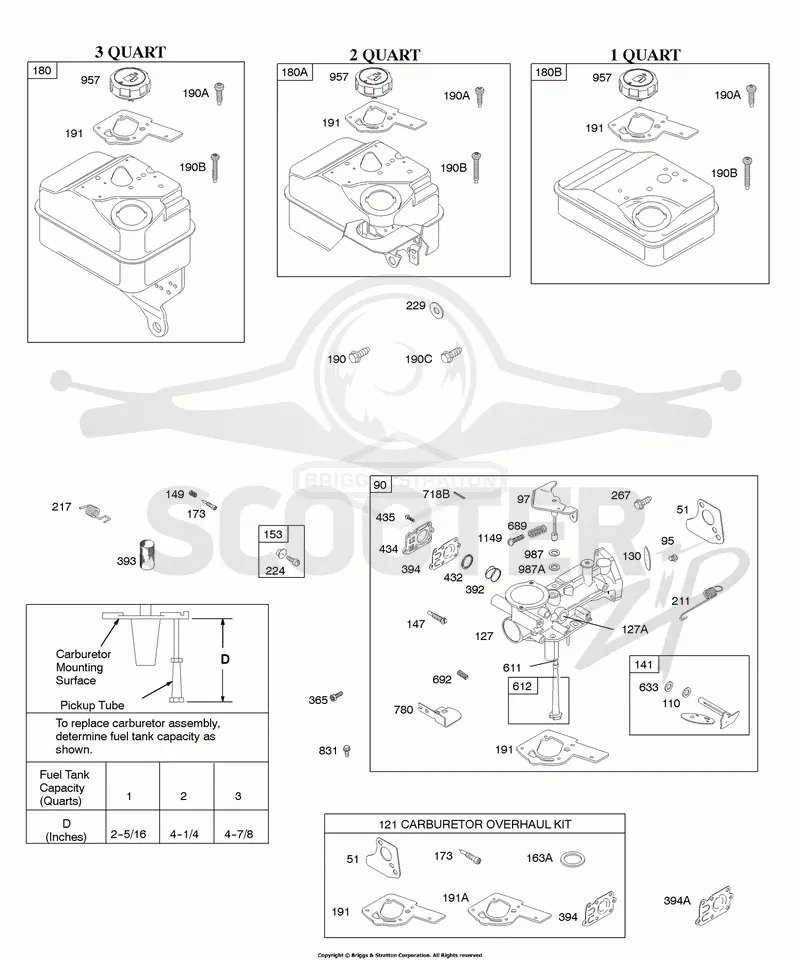 Carburetor, Carburetor Overhaul Kit, Fuel Supply