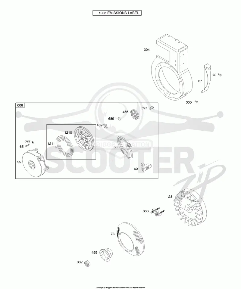 Blower Housing/Shrouds, Flywheel, Rewind Starter
