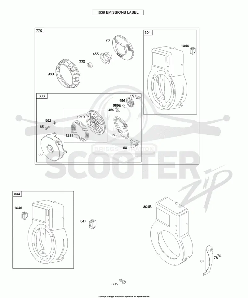 Blower Housing/Shrouds, Rewind Starter/Blower Housing